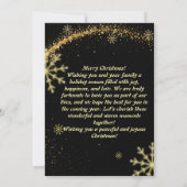 黒とエレガント金ゴールドクリスマススノーフレークカード 招待状 (裏面)