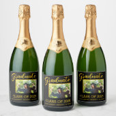 黒とエレガント金ゴールドグリッター大学院写真 スパークリングワインラベル (ボトル)