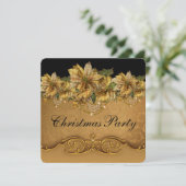 黒とエレガント金ゴールドポインセチアのクリスマスパーティー 招待状 (スタンド正面)