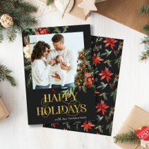 黒とエレガント金ゴールドポインセチア写真クリスマス