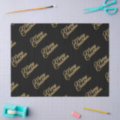 黒とエレガント金ゴールドメリークリスマススクリプト 薄葉紙 (クラフト)