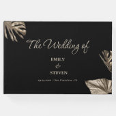 黒とエレガント金ゴールドモダンシンプル結婚の ゲストブック (正面)