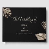 黒とエレガント金ゴールドモダンシンプル結婚の ゲストブック (正面)