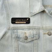 黒とエレガント金ゴールド公証人のクイルのアイコン 名札 (インサイチュ)