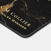 黒とエレガント金ゴールド大理石の外観、名前とタイトル デスクマット (コーナー)