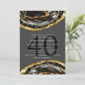 黒とエレガント金ゴールド大理石40th誕生日パーティー 招待状 (スタンド正面)
