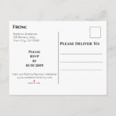 黒とエレガント金ゴールド日付の保存ファミリ懇親会 インビテーションポストカード (裏面)