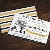 黒とエレガント金ゴールド日付の保存ファミリ懇親会 招待状