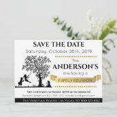 黒とエレガント金ゴールド日付の保存ファミリ懇親会 招待状 (スタンド正面)