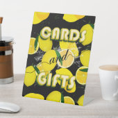 黒とエレガント黄色のレモンシトラス夏パーティー 台座サイン (インサイチュ)