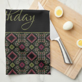 黒とオリーブグリーン キッチンタオル (四つ折り)