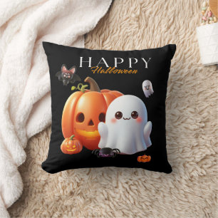 黒とオレンジのかわいいハロウィン クッション