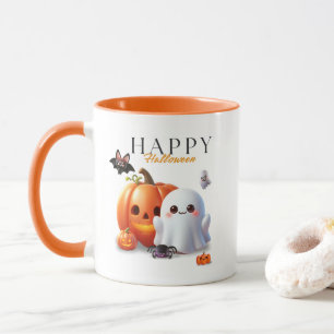 黒とオレンジのかわいいハロウィン マグカップ