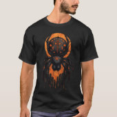 黒とオレンジのクモのハロウィン Tシャツ (正面)