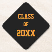 黒とオレンジのクラスカラー卒業 ペーパーコースター (正面)