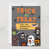 黒とオレンジのコスチューム ハロウィン トリック・オア・トリート 招待状 (正面)