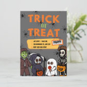 黒とオレンジのコスチューム ハロウィン トリック・オア・トリート 招待状 (スタンド正面)