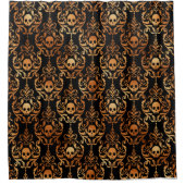 黒とオレンジのスカルシャワーカーテン シャワーカーテン (正面)