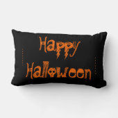 黒とオレンジのスカルハロウィーン枕 ランバークッション (裏面)