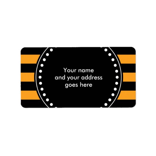 黒とオレンジのストライプパターン ラベル (正面)