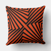 黒とオレンジのストライプ模様 - 投げ枕 クッション (裏面)