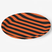 黒とオレンジのストライプ紙プレート ペーパープレート (アングル)