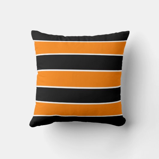 黒とオレンジのストライプ クッション (裏面)
