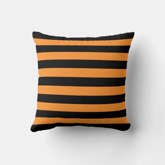 黒とオレンジのストライプ。モダンハローウィンパーティ クッション (裏面)