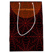 黒とオレンジのスパイダーウェブパターン抱き枕 ミディアムペーパーバッグ (正面)