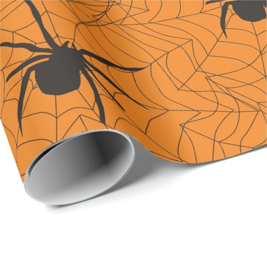 黒とオレンジのスパイダーウェブ ハロウィン工作または ラッピングペーパー (ロールコーナー)