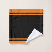 黒とオレンジのスポーツチームカラーバスタオルセット バスタオルセット (ウォッシュタオル)