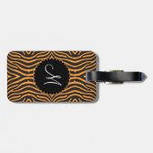 黒とオレンジのゼブラパターンカスタマイズ ラゲッジタグ (裏面横)