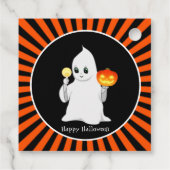 黒とオレンジのハロウィンの幽霊とかぼちゃ フェイバータグ (裏面)