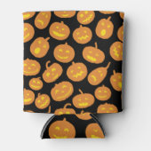 黒とオレンジのハロウィンカボチャのパターン 缶クーラー (正面)