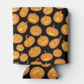 黒とオレンジのハロウィンカボチャのパターン 缶クーラー (裏面)