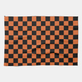 黒とオレンジのハロウィンチェッカーボード  キッチンタオル (横)