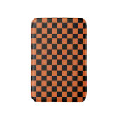 黒とオレンジのハロウィンチェッカーボード バスマット (正面縦)