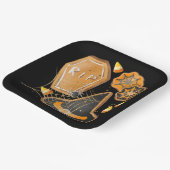 黒とオレンジのハロウィンハット棺スパイダーウェブ ペーパープレート (傾斜あり)