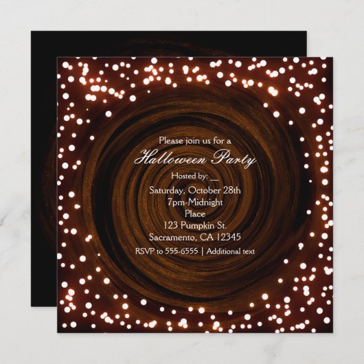 黒とオレンジのハロウィンライトパーティー招待状 招待状 (正面/裏面)