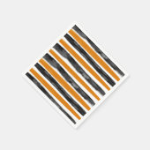 黒とオレンジのハロウィン水彩ストライプ スタンダードカクテルナプキン (角)