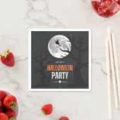 黒とオレンジのハロウィン満月 スタンダードカクテルナプキン (インサイチュ)