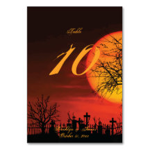 黒とオレンジのハロウィン結婚のテーブル番号