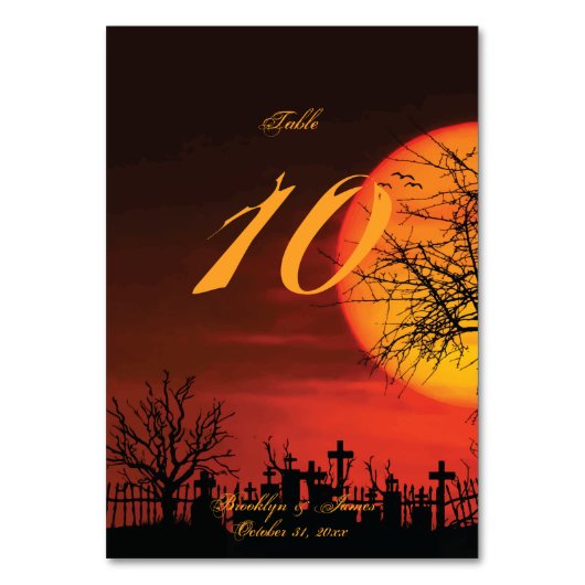 黒とオレンジのハロウィン結婚のテーブル番号 テーブルナンバー (正面)