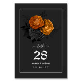 黒とオレンジのハロウィン結婚フローラのメニュー テーブルナンバー (正面)