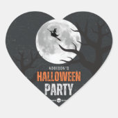 黒とオレンジのハロウィーン満月 ハートシール (正面)