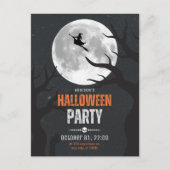 黒とオレンジのハロウィーン満月 ポストカード (正面)
