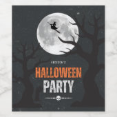 黒とオレンジのハロウィーン満月 ワインラベル (シングルラベル)