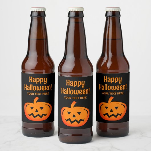 黒とオレンジのハローウィンパーティビールボトルラベル ビールラベル (ボトル)