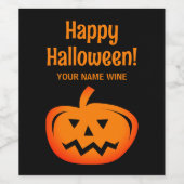 黒とオレンジのハローウィンパーティワインラベル ワインラベル (シングルラベル)