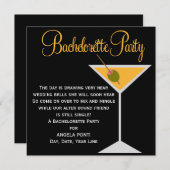 黒とオレンジのバチェロレッテ 招待状 (正面/裏面)